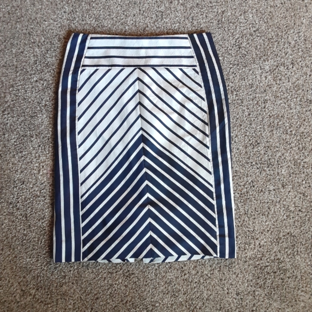 Striped Navy Pencil Skirt